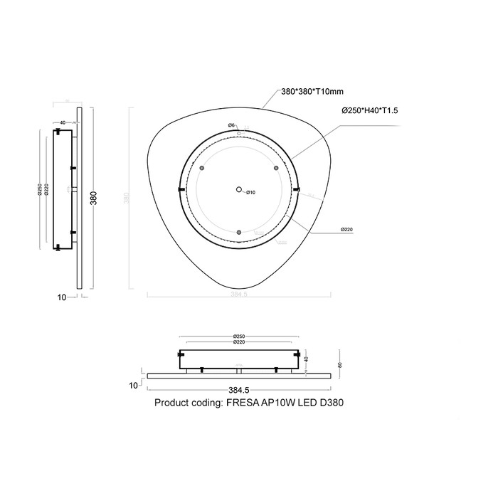 FRESA AP10W LED D380 BLACK