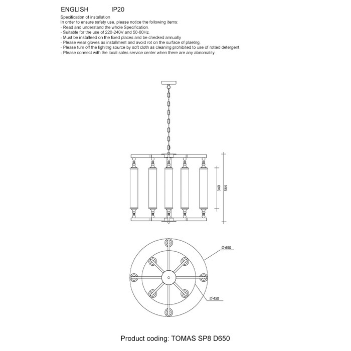 TOMAS SP8 D650 BRASS