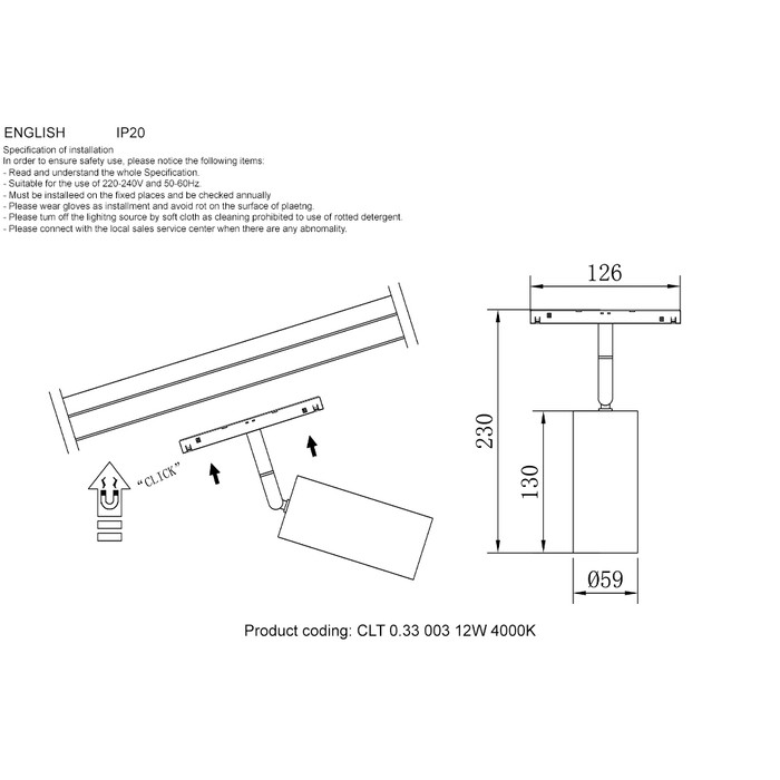 CLT 0.33 003 12W WH 4000K
