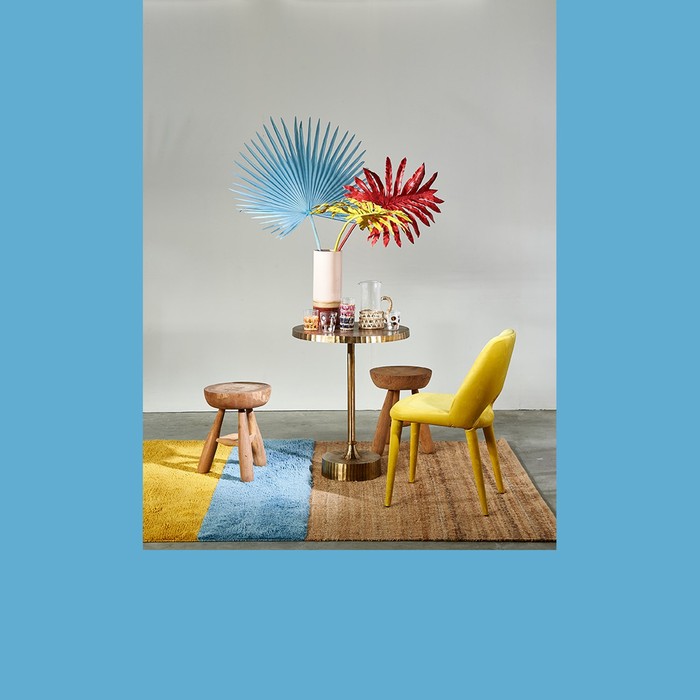 Fan palm leaf light blue