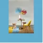 Fan palm leaf light blue