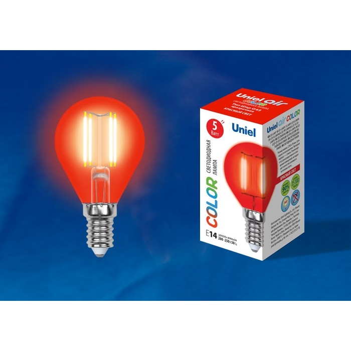 LED-G45-5W/RED/E14 GLA02RD картон