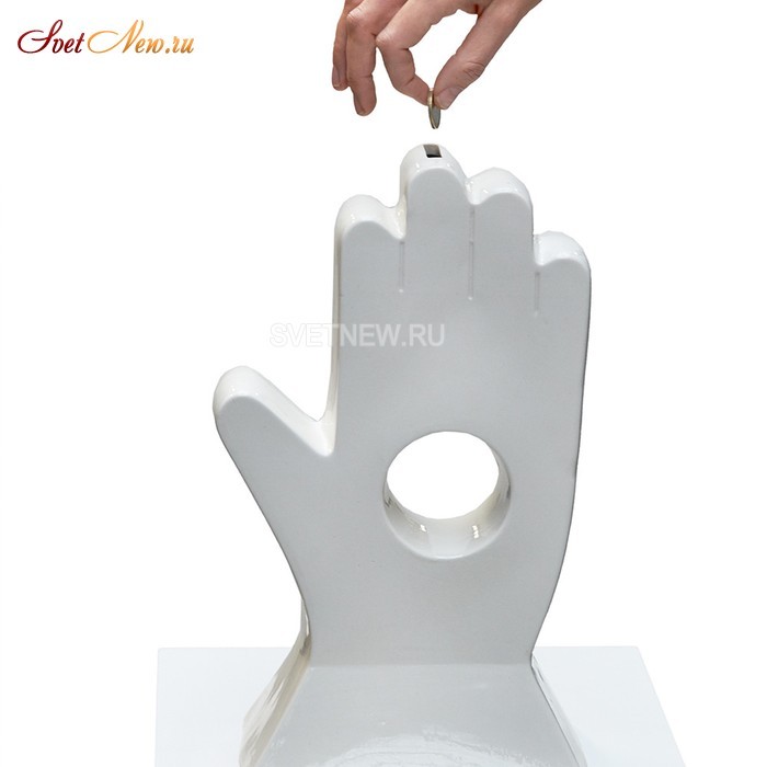 Hand white Moneybox