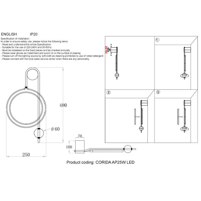 CORIDA AP25W LED BLACK/GOLD
