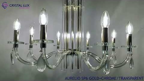 Crystal Lux AURELIO SP6 GOLD+CHROME/TRANSPARENT Видеообзор